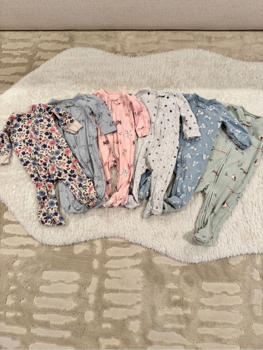 Bundle of Carter’s Long-Sleeve Footed One-Piece Pajamas - Mixed Prints
